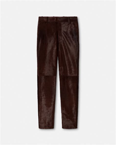 versace pantaloons|Versace pony effect pants.